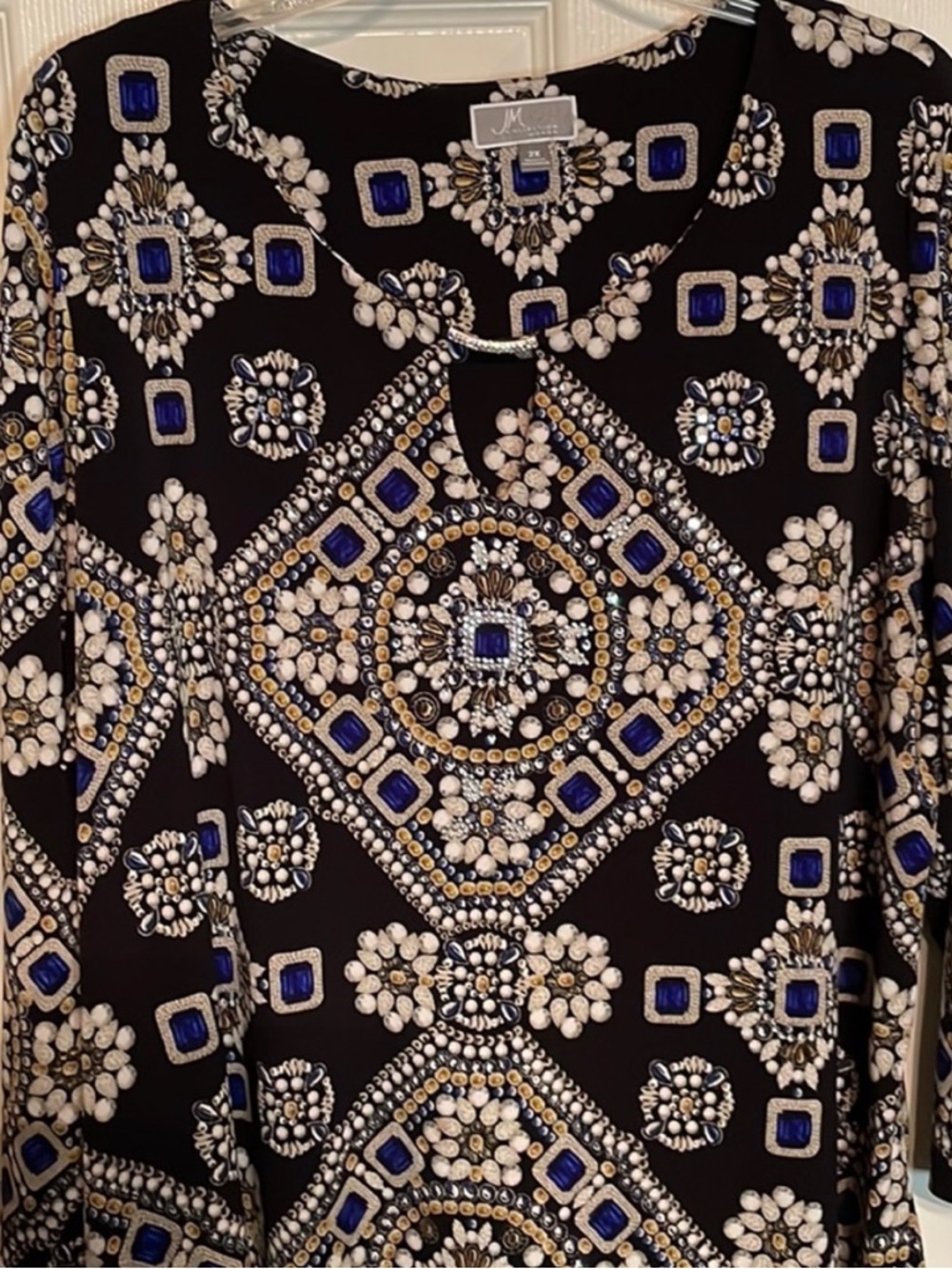 NY Collection Black Sequin 2X Top